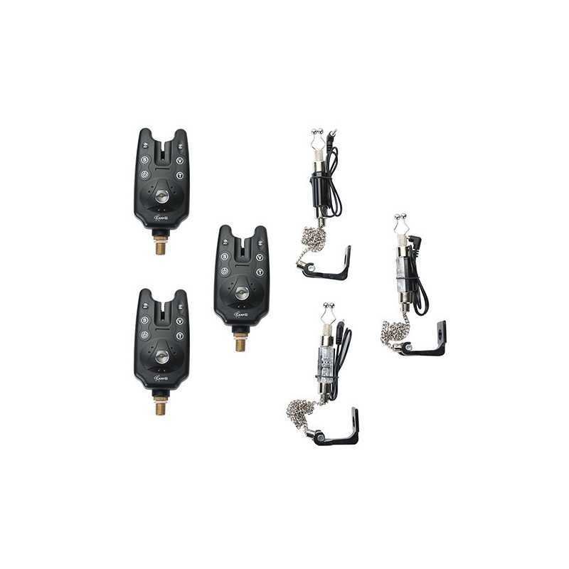 CarpOn® TEK-1 coffret 3 détecteurs de touche + swingers KM set Coffret Carpon 3 détecteurs et 3 Swingers-Electronique-Carptour