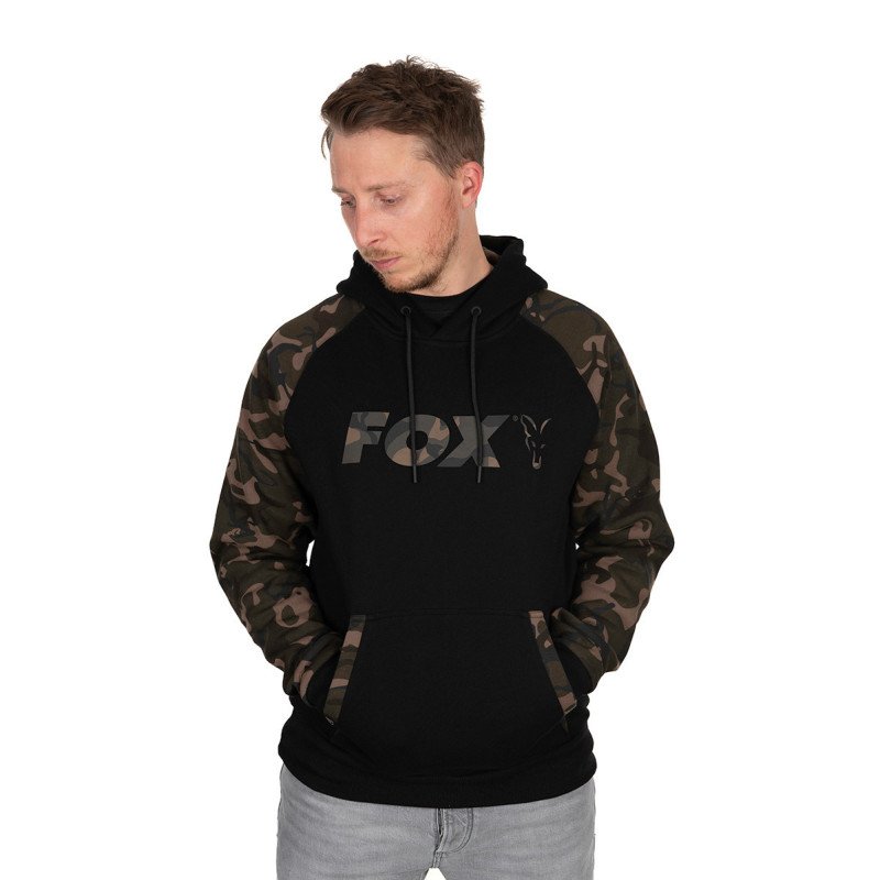 Sweat Fox Black & Camo Raglan Hoody-Vêtements-Carptour