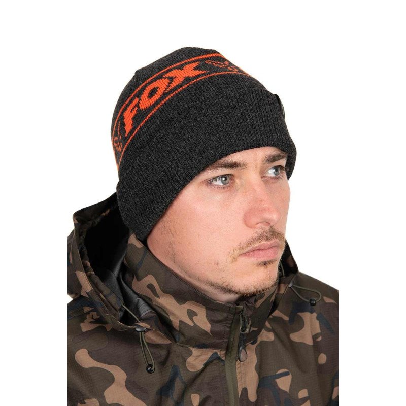 Bonnet Fox Collection Black & Orange Beanie-Vêtements-Carptour