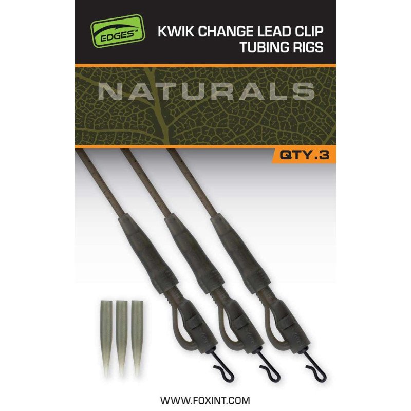 Montage Fox Naturals Kwik Change Lead Clip Tubing Rigs (par 3)-Outils et Accessoires-Carptour