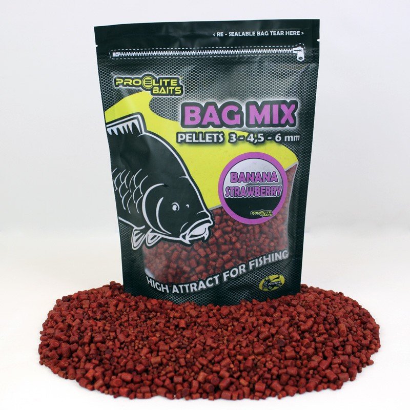 Pellets ProElite Baits Banana & Stawberry Bag Mix 3-4, 5-6mm 800gr-Appâts-Carptour