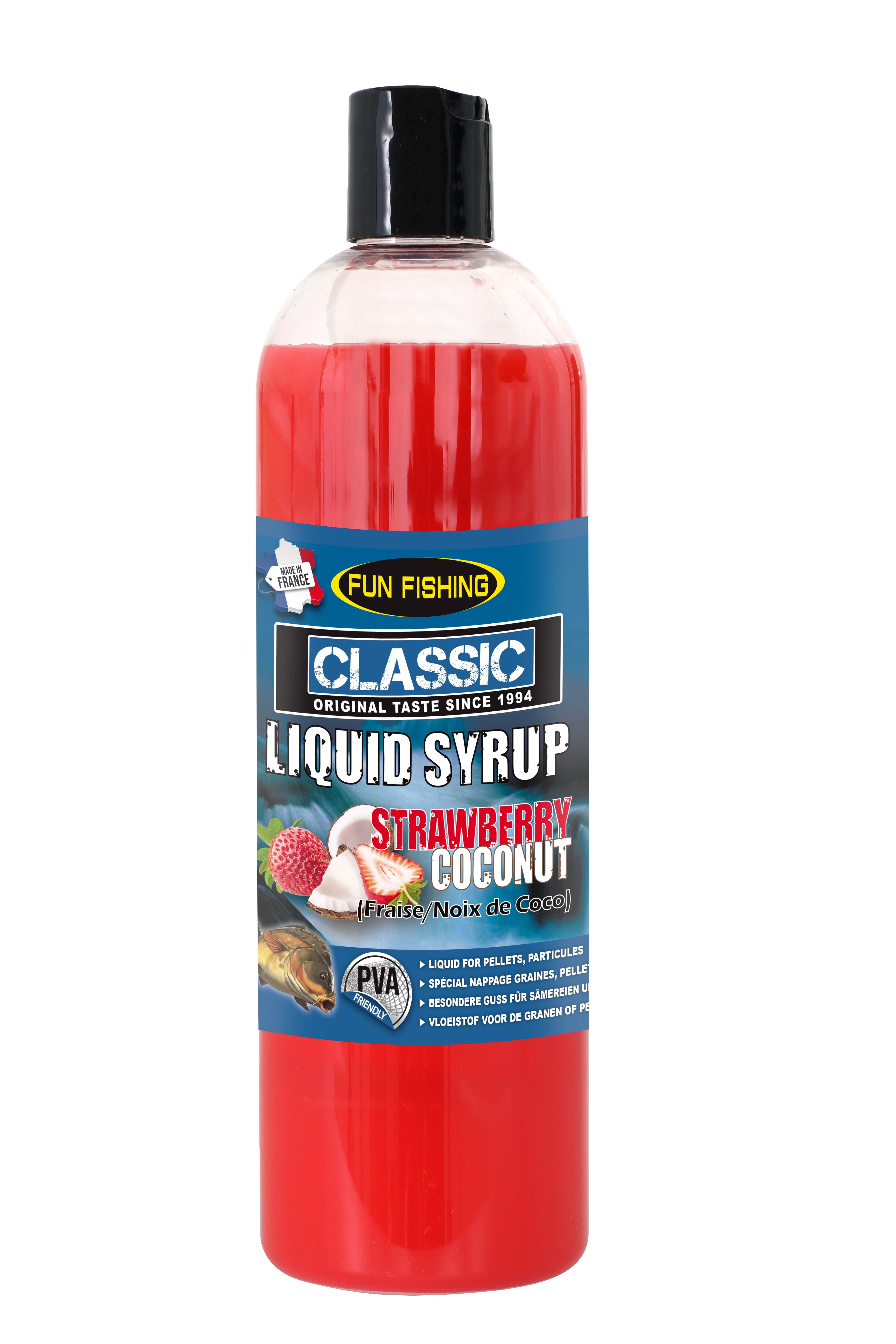 Liquid Syrup Classic Fun Fishing Strawberry & Coconut 480ml - Carptour