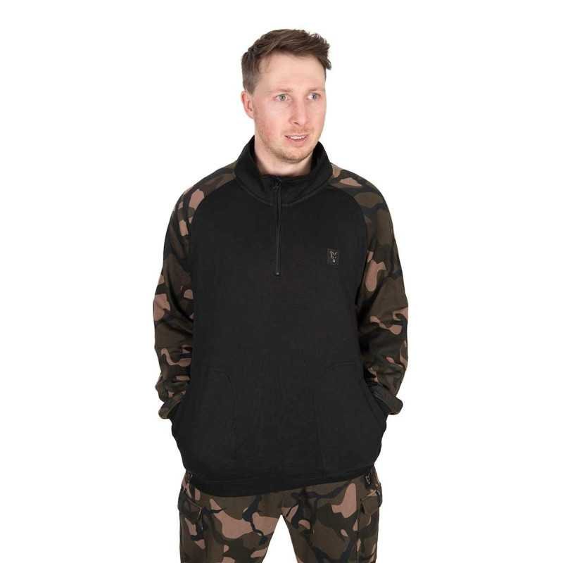 Sweat LW Black & Camo qtr zip Fox-Vêtements-Carptour