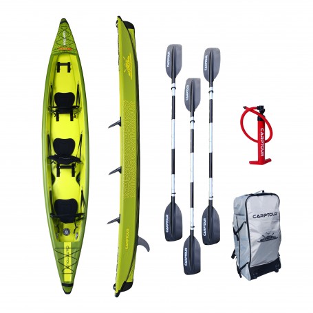 Kayak Gonflable Carptour Trois personnes Vert Citron 480cm / 80cm