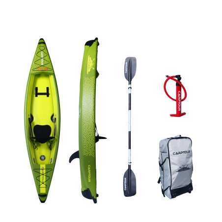 Kayak Gonflable Carptour une personne Vert Citron 350cm / 80cm