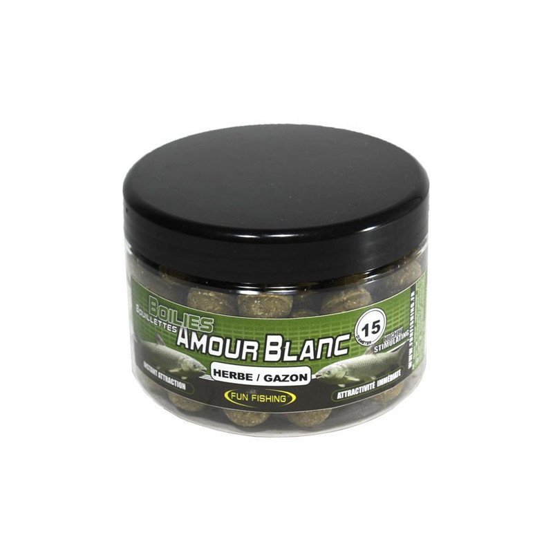 Bouilettes Fun Fishing Amour Blanc Herbe/Gazon 15mm 250g-Appâts-Carptour