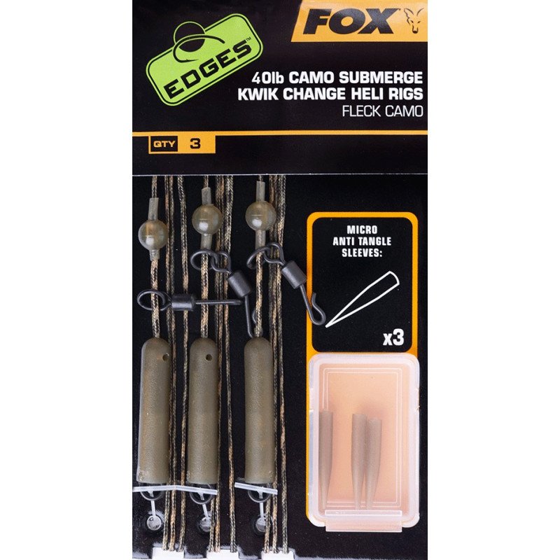 Montage Fox Edges Submerge Camo Leader Heli Rigs Kwik Change 40lbs ( par 3 )-Outils et Accessoires-Carptour