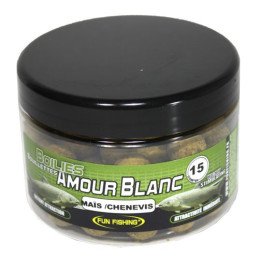 Bouillettes Fun Fishing Amour Blanc Maïs/Chènevis 15mm 250g