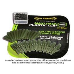 Maxi-Pack Plastic Clip plomb FUN FISHING weed