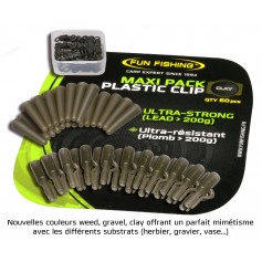 Maxi-Pack Plastic Clip plomb FUN FISHING clay