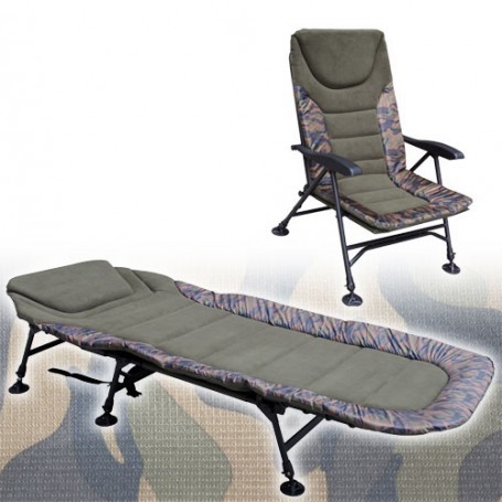 Pack Confort CDE APEX Camou Bedchair S1 6Pieds & Level Chair S1 Accoudoirs